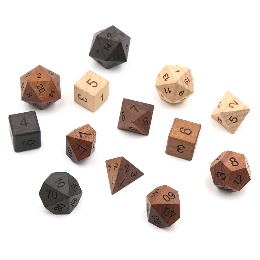 Set di 7 Dadi in Legno Poliedrici per Giochi da Tavolo DND Dungeons and Dragons Giochi di Ruolo TRPG Accessori da Tavolo Regali per le Feste