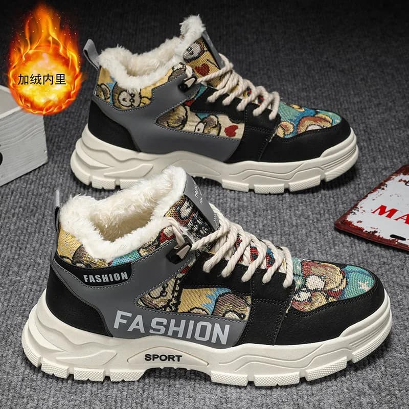 Stivali da neve invernali Scarpe da uomo Pelliccia Pelle calda Outdoor Casual Piattaforma da trekking Designer Sneakers tattiche alla caviglia da cowboy di lusso