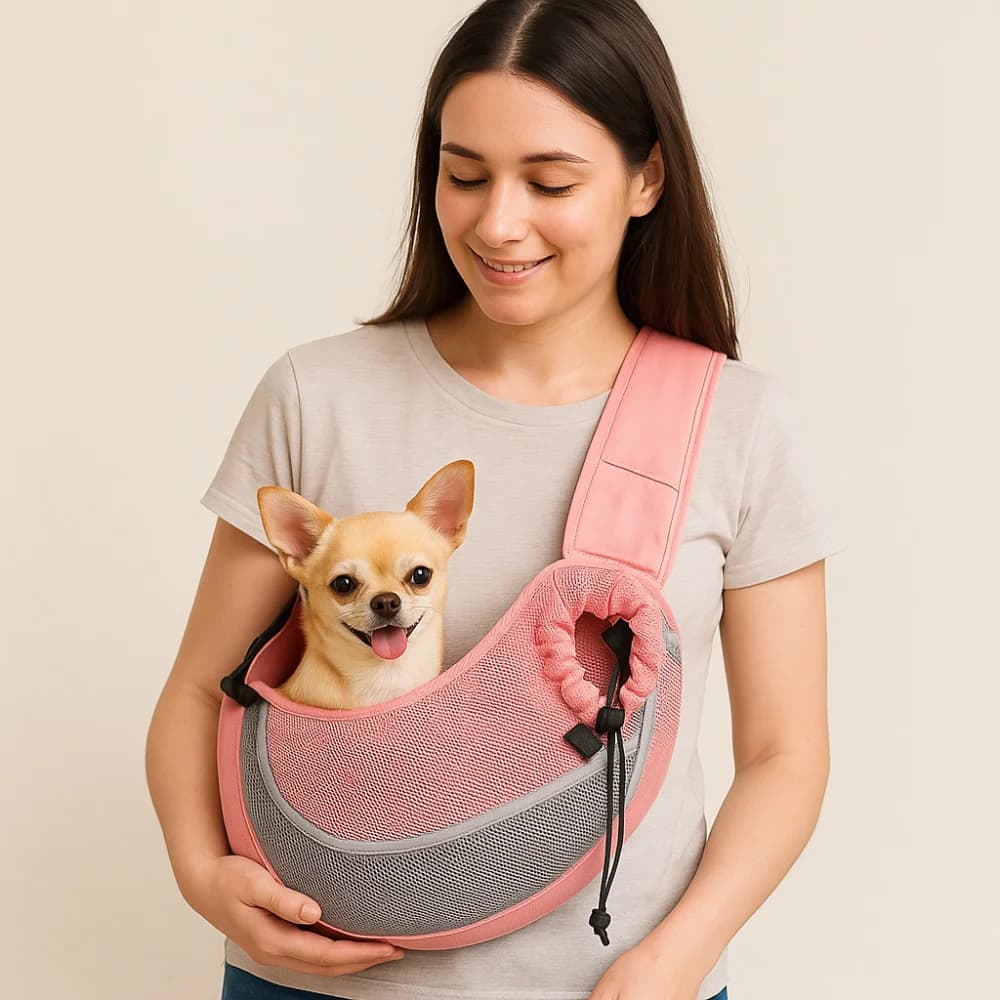 Zaino Traspirante per Animali Domestici, Borsa a Tracolla Regolabile in Rete, Design Ergonomico, Borsa da Viaggio per Animali