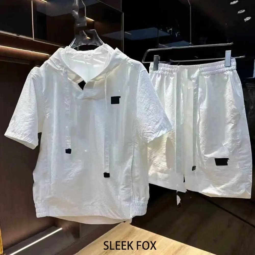 New Men's Summer Sport Set 2026 - Short Sleeve T-shirt with Solar Protection - Complete Two Pieces Fashion in Mixed Polyester