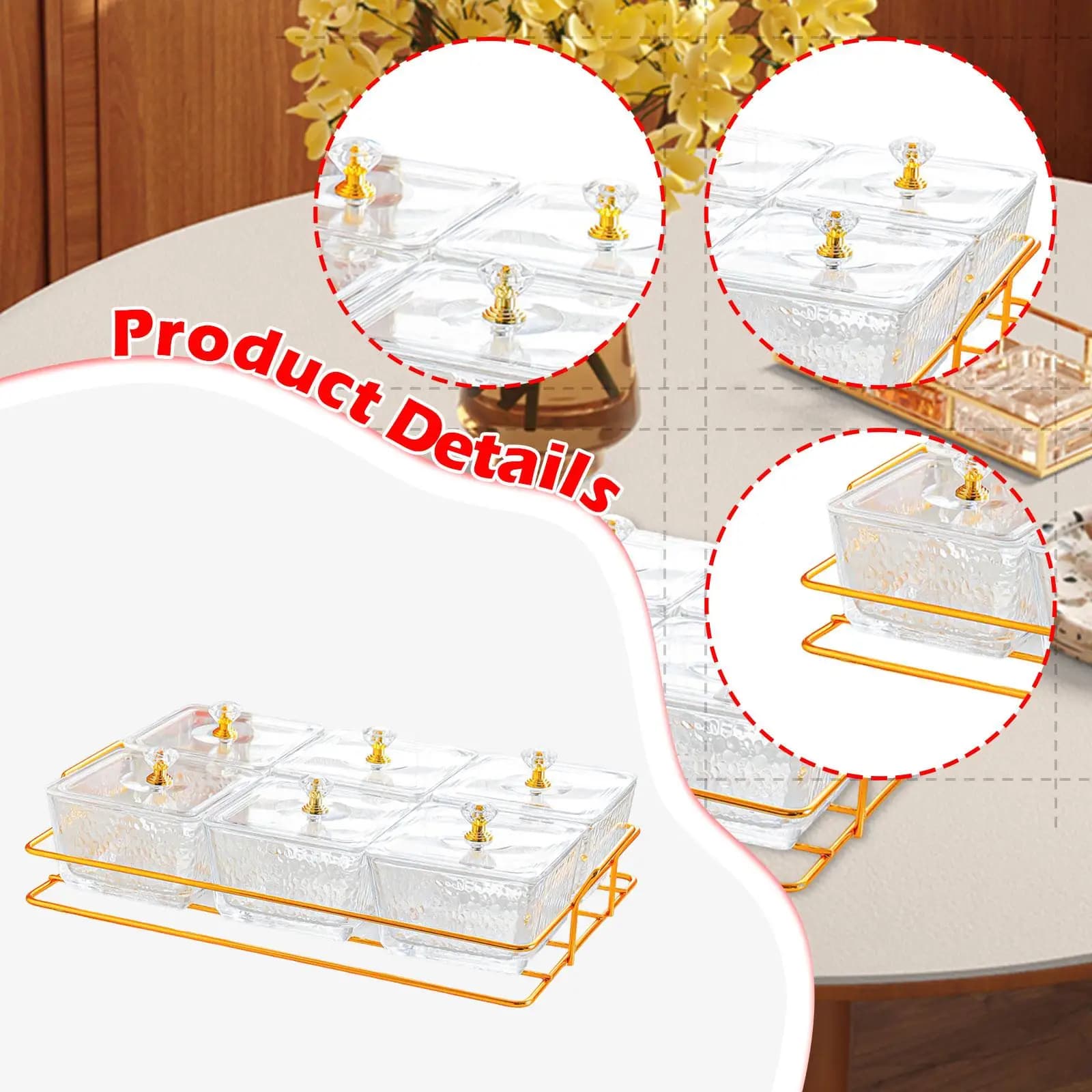 Contenitore in Plastica Robusta per Snack con Coperchio e Vassoio Divisorio per Noci, Caramelle, Frutta Secca, Ideale per Feste