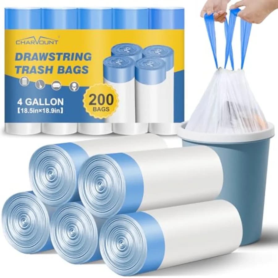 Sacchetti per Rifiuti Piccoli da 4 Galloni, Sacchetti Mini con Cordoncino, Sacchetti di Plastica per Bidone della Spazzatura per Bagno, Camera da Letto, Dormitorio