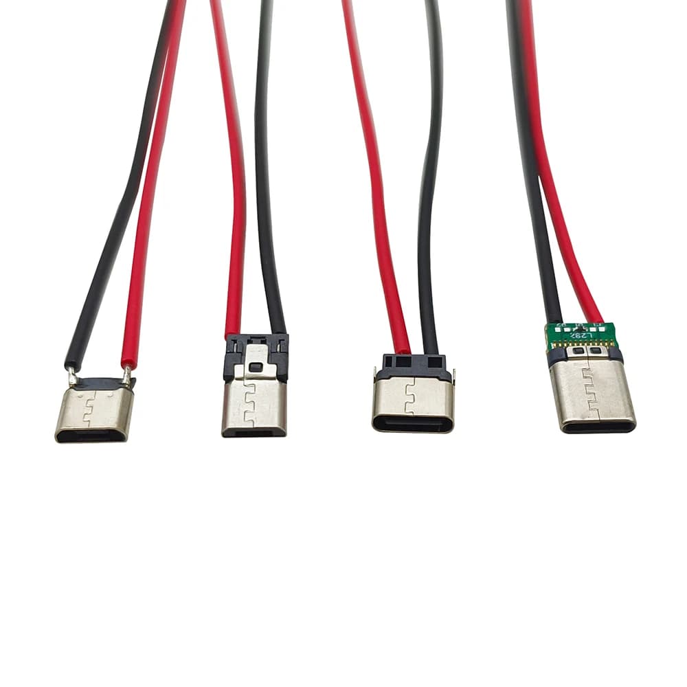 Micro USB Type-C Male/Femmina 2 Pin Connector with 10CM 20AWG Cable for Fai-da-Te Charging Door for Cellular Phones (2/5 Pieces)