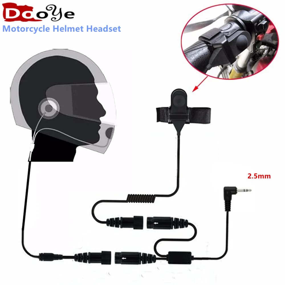 2.5mm Full face vicino casco moto auricolare PTT per Motorola portatile Radio Walkie Talkie T5428 TLKR T80 T6 T60 T6500