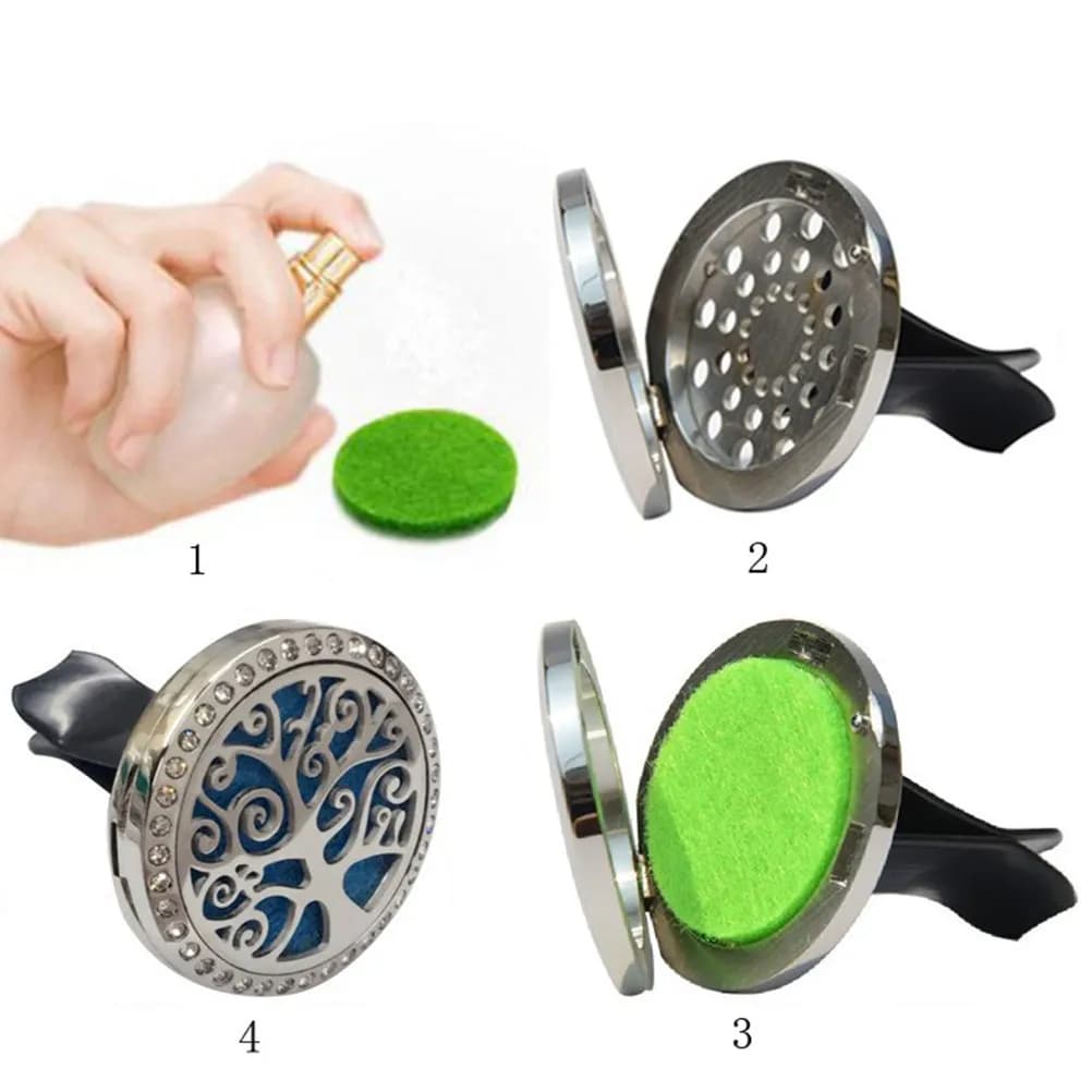 Clip per Auto con Olio Essenziale da 30 mm, Diffusore di Aromaterapia Premium in Acciaio Inossidabile 316L, Deodorante per Auto con 10 Cuscinetti di Ricambio Colorati