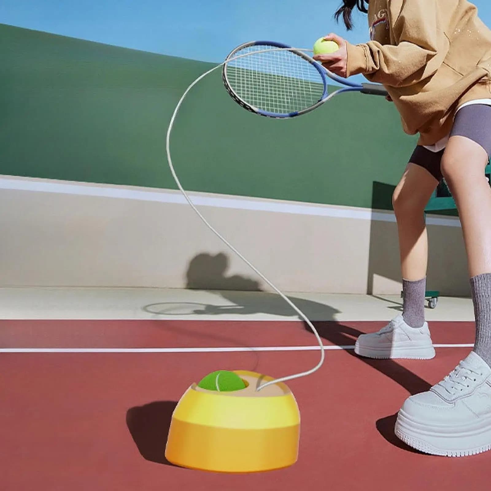 Forniture per palline di rimbalzo per allenatore di tennis Dispositivo per la pratica del tennis Attrezzatura per l'allenamento del tennis per esercizi Sport Giardino interno Bambini