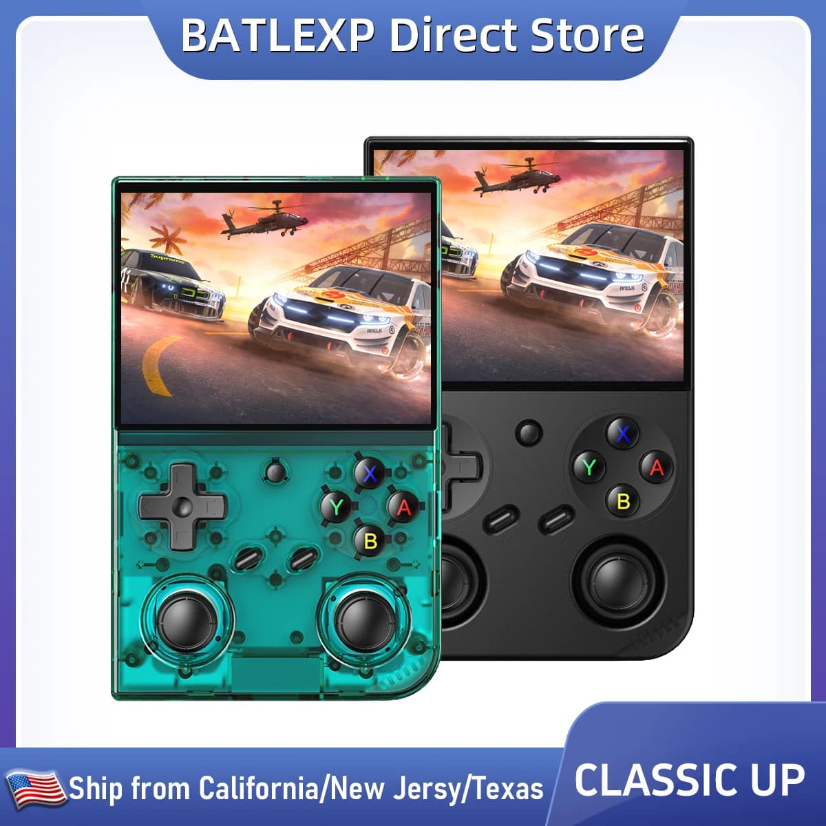 BATLEXP Classic Up Retro Handheld Game Console Portable Game with 3.5 Inch IPS Screen With 64G TF Card Pre-Installed 4353 Games Supports 5G WiFi Bluetooth HDMI and TV Output