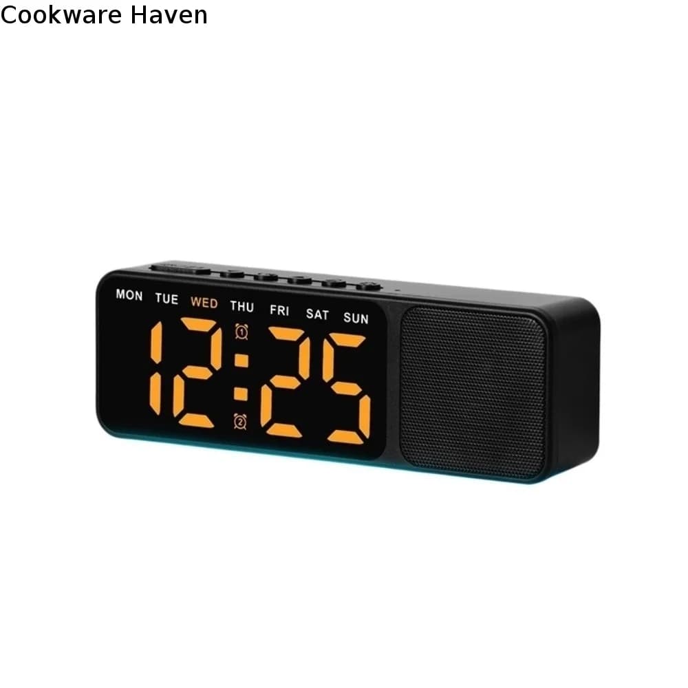 Time / Week / Date Display LED Digital Alarm Clock Dual Alarms 4 Levels Brightness Bluetooth Speaker with Clock