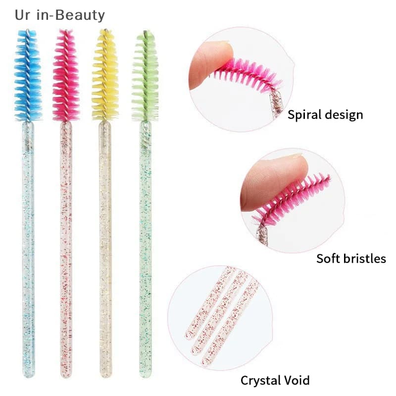 Disposable crystal eyelash comb, 50/100 pieces – Professional makeup tool for eyelash extensions and mascara application