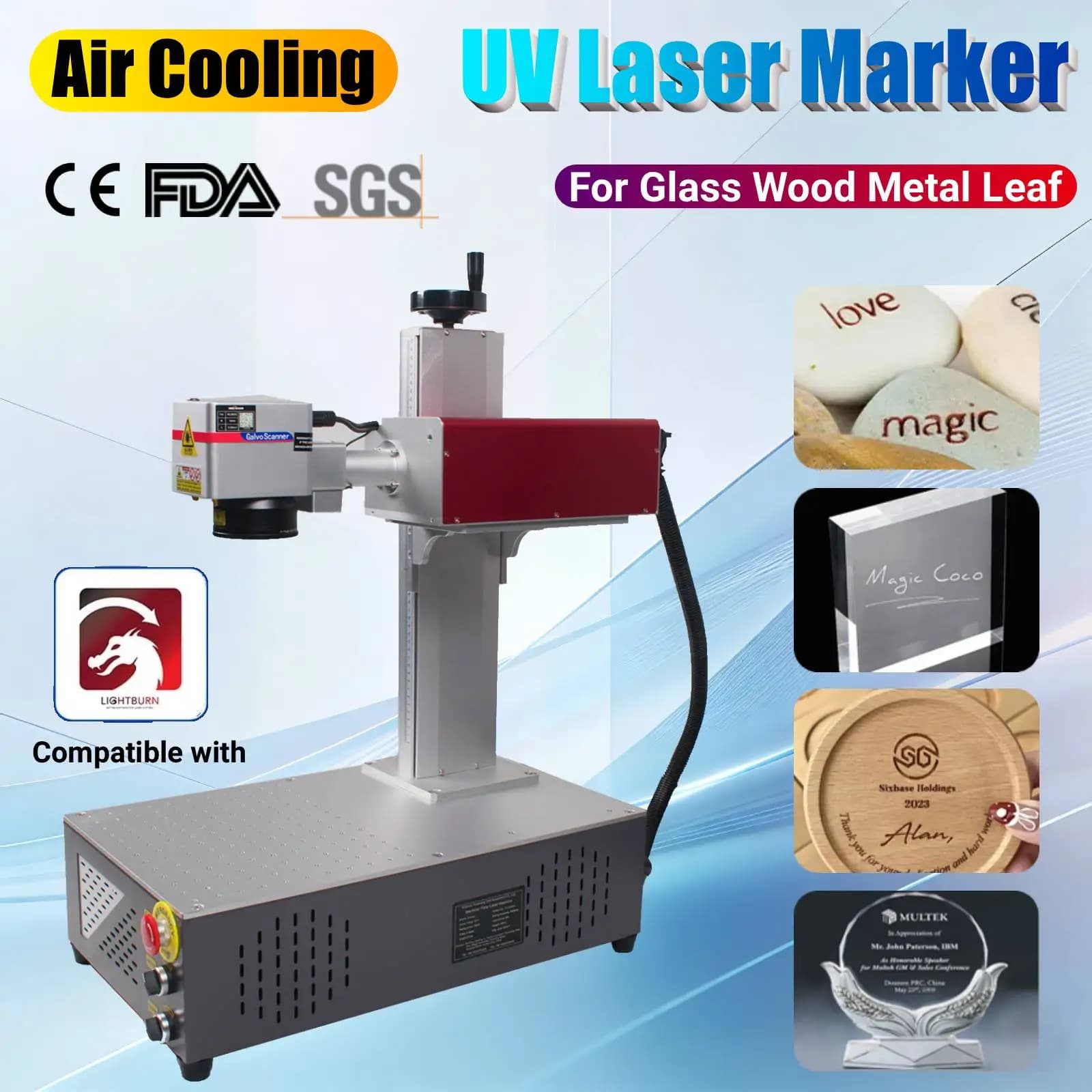 Macchina per marcatura laser UV con raffreddamento ad aria 5W Incisore per marcatura laser portatile ad alta precisione per metallo di vetro/legno/plastica/pelle