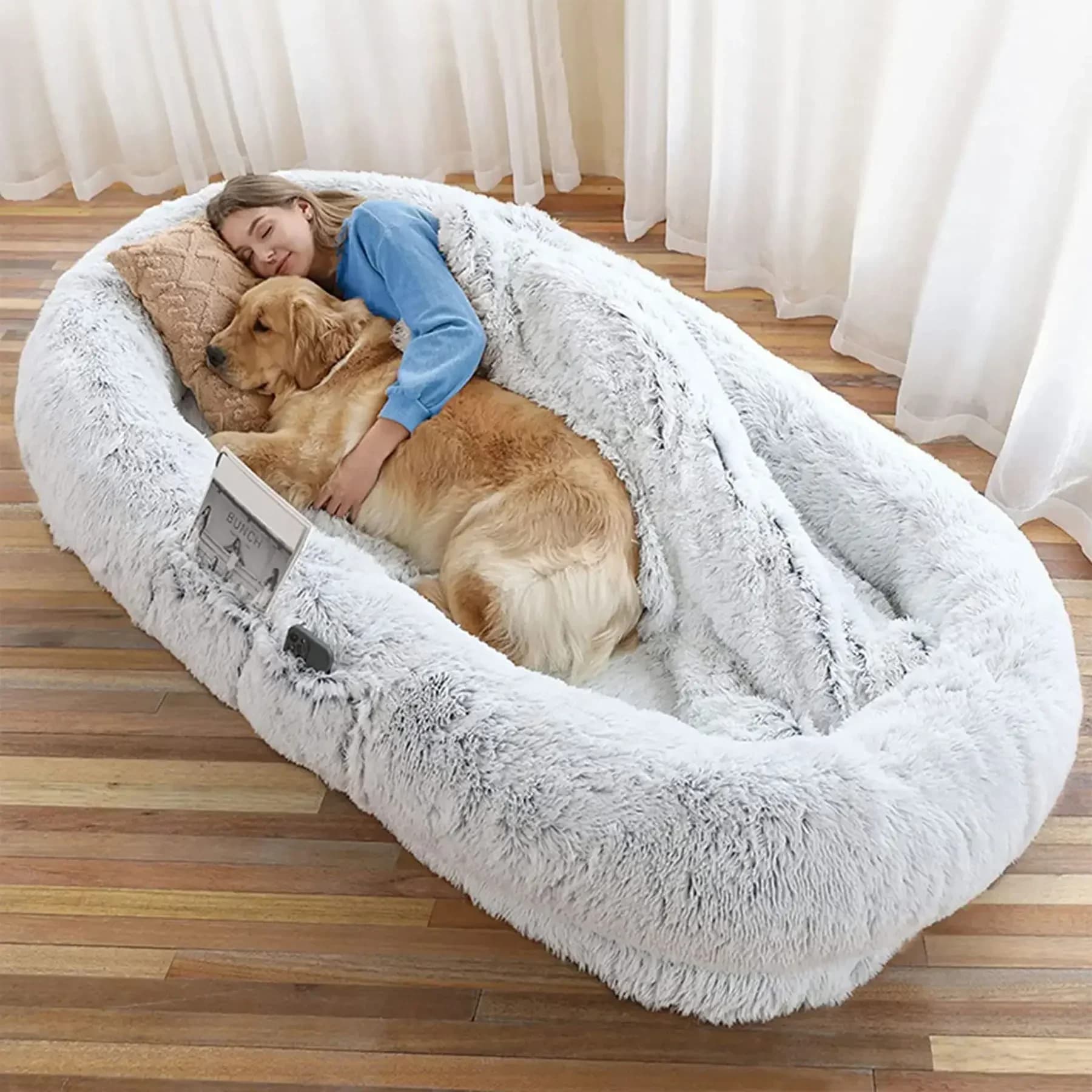 Letto di lusso in spugna per cani di grossa taglia, adatto anche per l'uso umano, letto gigante per cani e gatti, letto di lusso per il tempo libero, condivisibile tra animali domestici e persone.