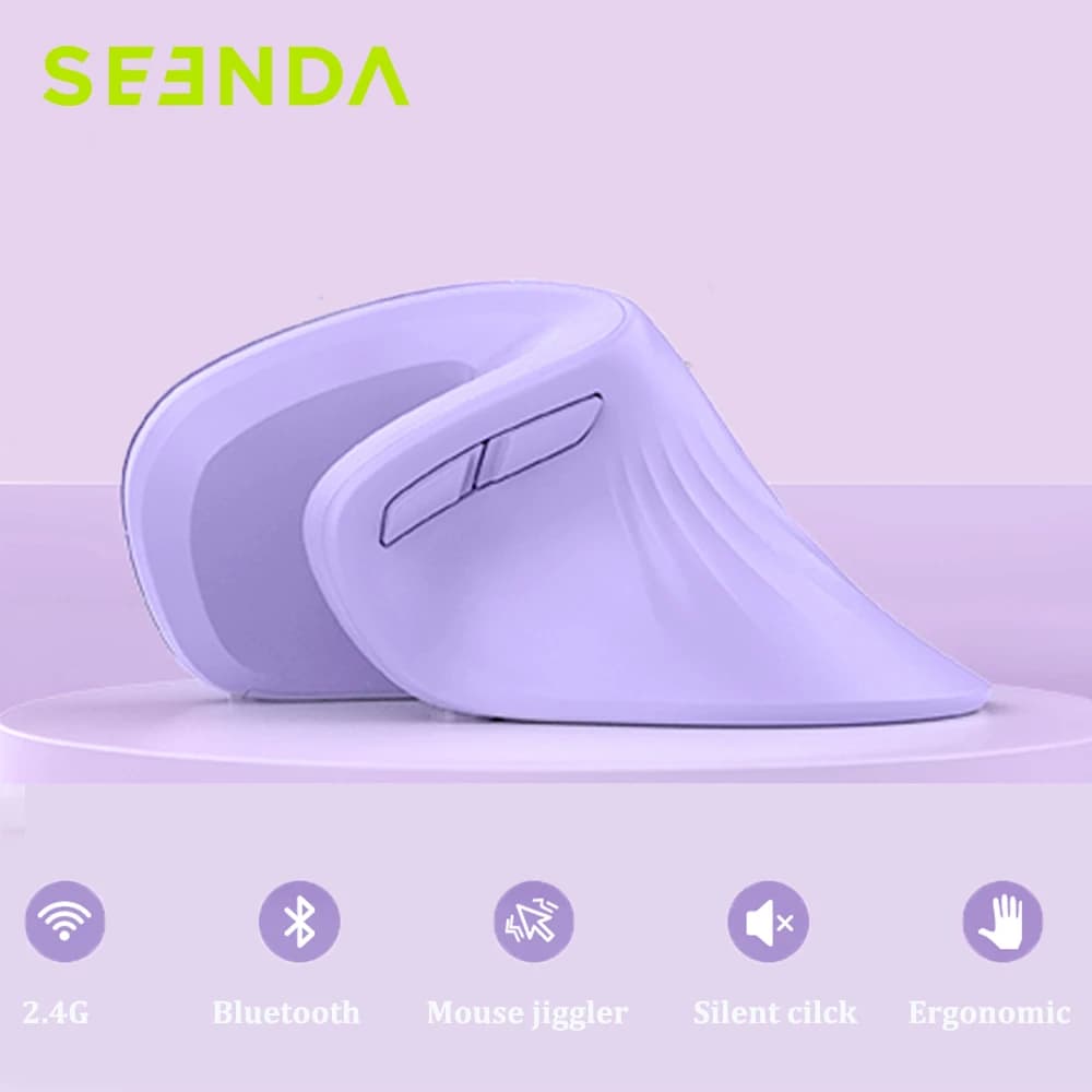 Mouse verticale ergonomico Seenda Jiggler Bluetooth 2.4g Mouse Wireless per Computer Laptop Notebook PC viola