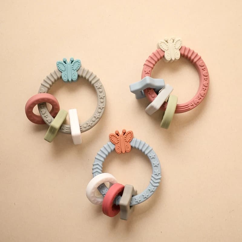 1pc Baby Silicone massaggiagengive braccialetto giocattoli a forma di farfalla massaggiagengive BPA Free Baby infermieristica dente neonato assistenza sanitaria giocattoli per la dentizione