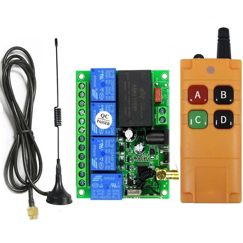 AC110V 220V 240V 4CH RF Interruttore di telecomando senza fili Ricevitore radio con 2000M Telecomando a lunga distanza Ventose antenna