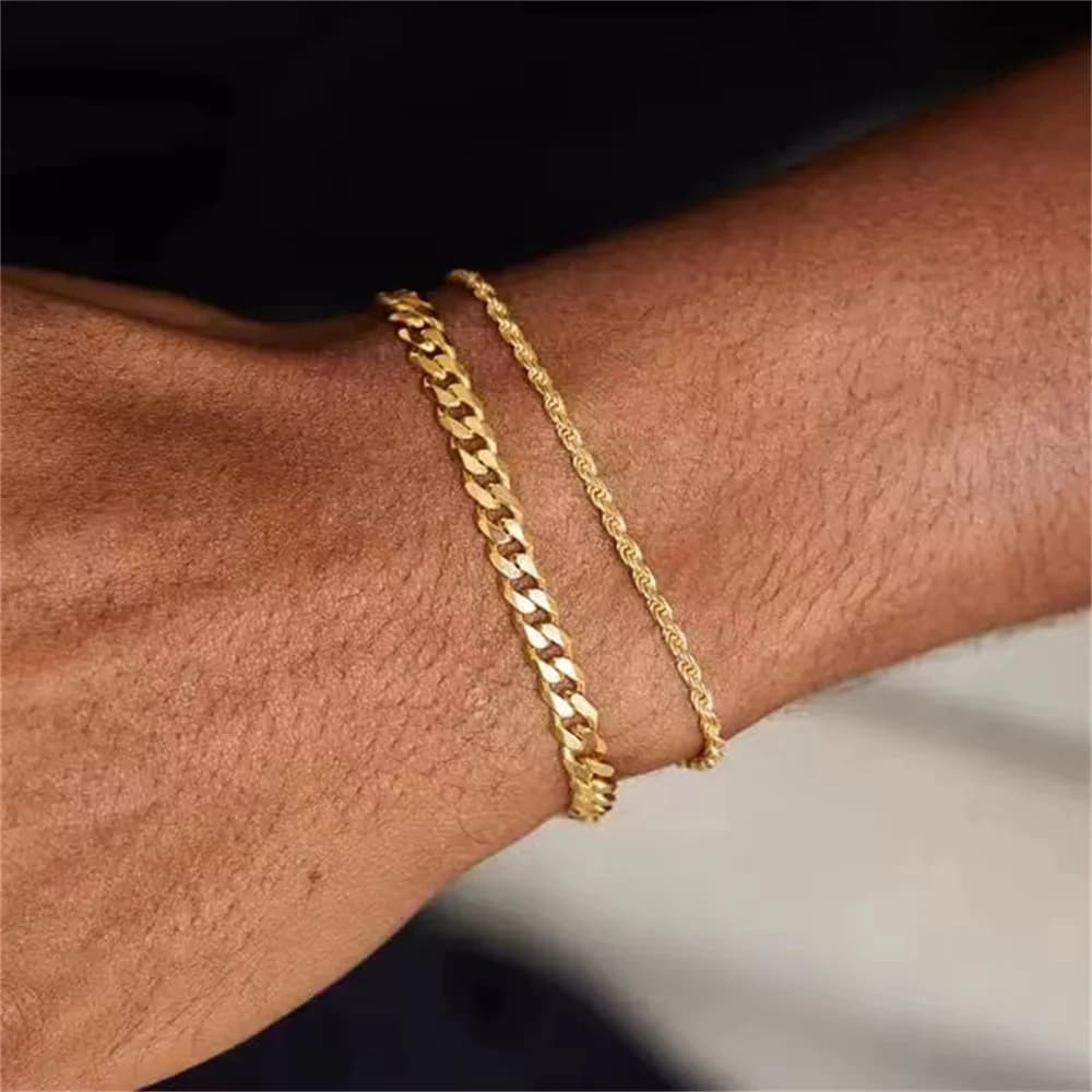 Bracciale da uomo in acciaio inossidabile color argento Bracciale a catena cubana Hip Hop Accessori moda per gioielli abbinati alla moda