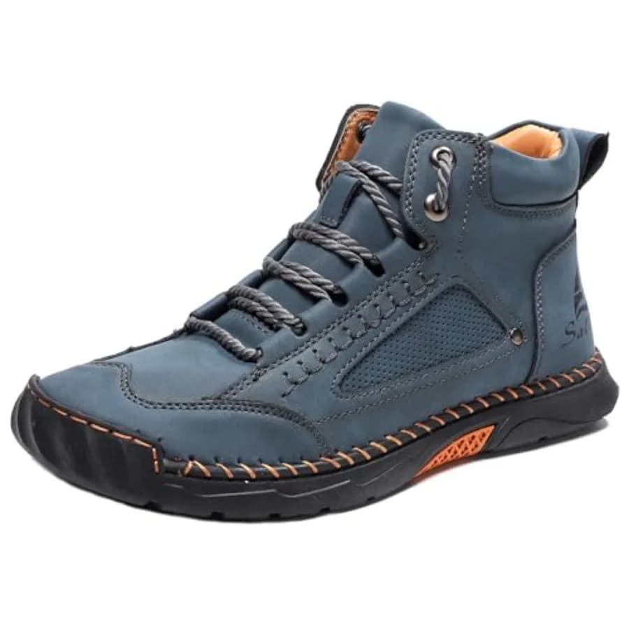 Stivali Casual da Uomo in Pelle Ortopedici Fatti a Mano, Scarpe Moda Mid-Top per Camminata e Guida, Impermeabili con Supporto Arco Plantare e Punta Spaziosa