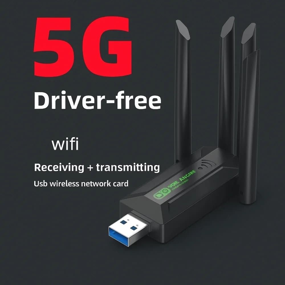 Adattatore WiFi USB a 4 Antenne Dual Band, Interfaccia USB 2.4G/5Ghz 1200Mbps, Dongle WiFi Senza Driver, Ricevitore Scheda di Rete Wireless
