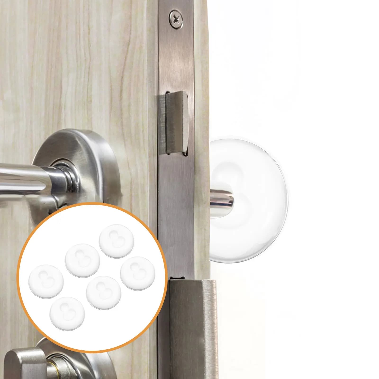 Set di 6 Protezioni Trasparenti in Silicone per Maniglie delle Porte, Adesive, Rotonde, per Riduzione del Rumore e Protezione della Parete