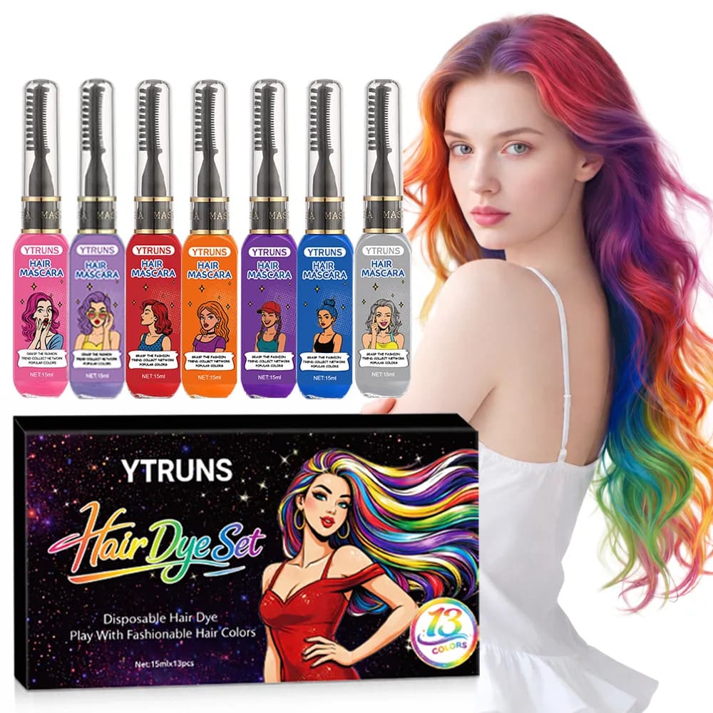 Set di 13 Colori di Tintura Temporanea per Capelli e Mascara, Tinta Lavabile per Capelli di Un Giorno, Argilla per Styling, per Feste, Festival, Cosplay, Acconciature Fai-da-Te