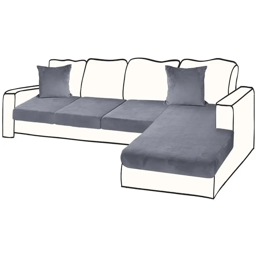 Velvet cover for L sofa, Set 4 Pieces with 2 Loyalty, Elastic Cover for Sofa with Separate cushions