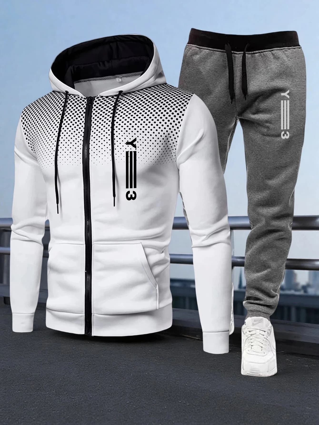 Tuta da Uomo con Stampa, Felpa e Pantaloni Casual, per Ufficio, Casa, Palestra, Sport e Jogging