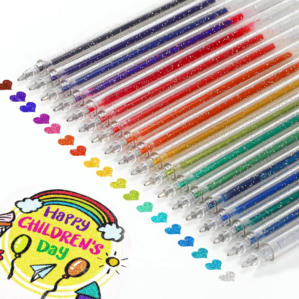 Set di penne gel glitterate da 12 pezzi/18 pezzi con ricarica di inchiostro a 18 colori adatta per bambini da colorare per adulti, journaling, disegno artistico, doo di libri