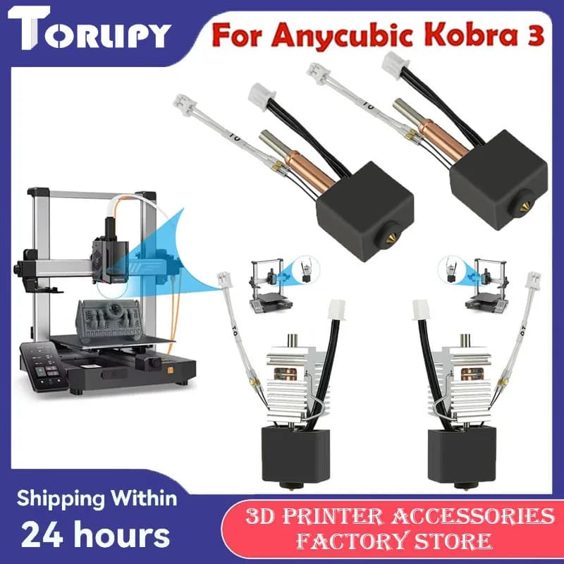 Per Anycubic Kobra 3 Hot End Kit Termistore Cartuccia Riscaldatore Resistenza Alle Alte Temperature Estrusore Resistente All'usura Parte Della Stampante 3D
