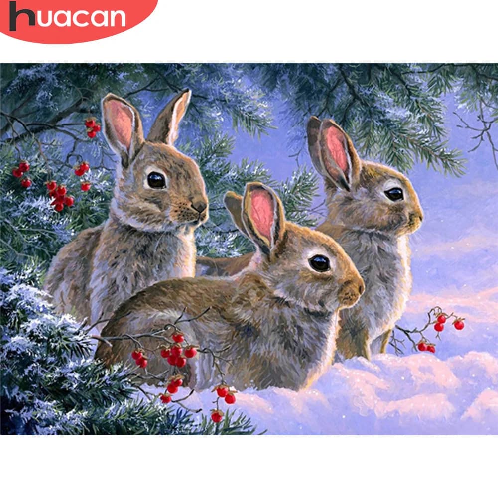 HUACAN 5D pittura diamante fai da te coniglio pieno quadrato rotondo diamante ricamo animale mosaico immagine di strass Decor per la casa