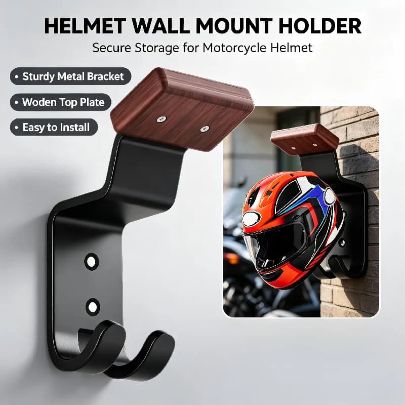 Motorcycle Helmet Holder Wall Mount Helmet Hanger Hooks Motorcycle Gear Rack for Football Sports Accessory