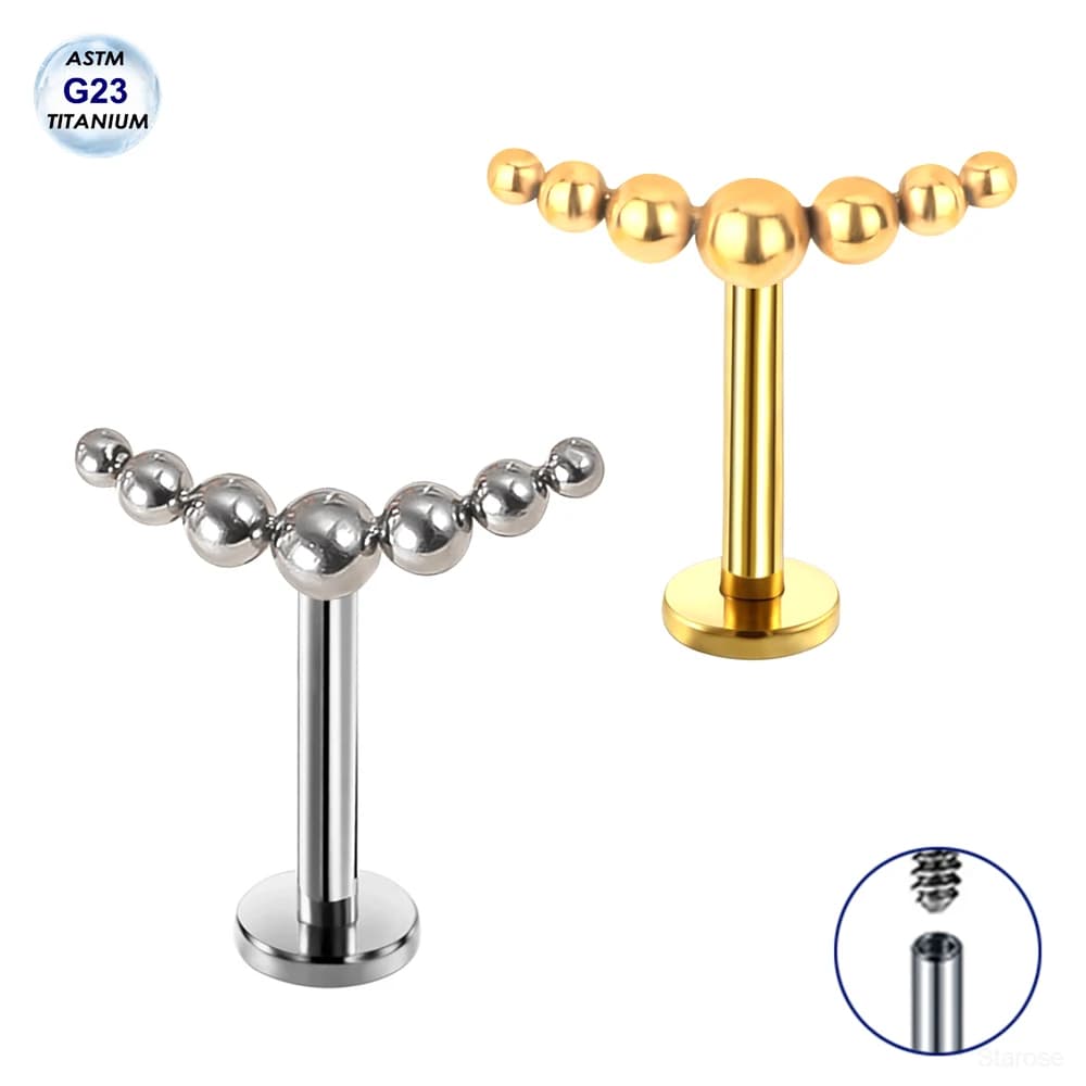 1.2x 6/8/10mm Solid G23 Titanium Piercing Jewelry anello al naso Ball Helix Piercing Labret Bar orecchini cartilagine trago Ear Studs