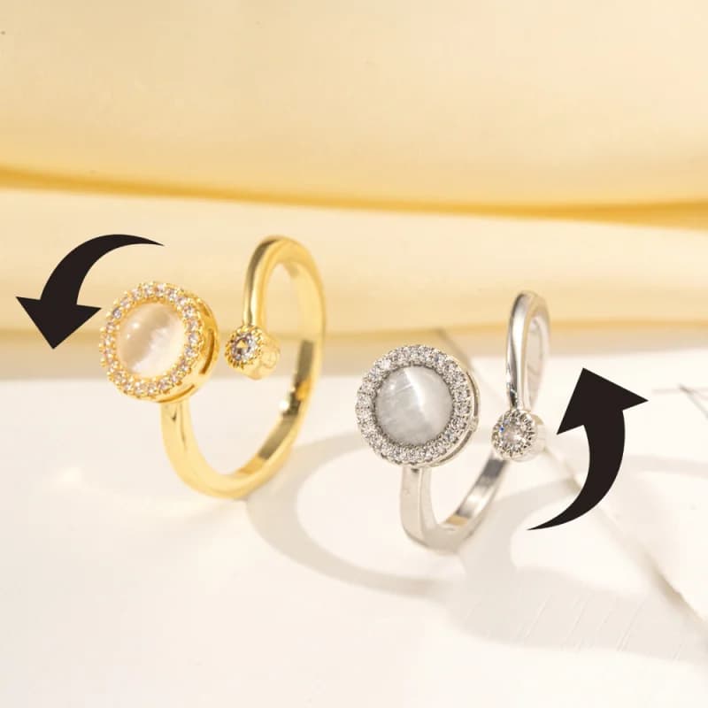 Anello da dito rotante per sollievo dall'ansia opale per ragazza rotante Fidget Spinner in metallo Anello antistress Accessori per gioielli Anelli