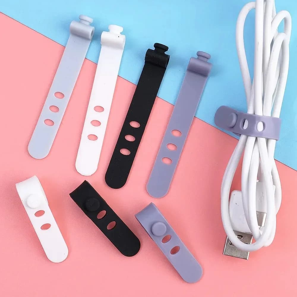 Organizzatore di cavi riutilizzabili per fascette di fissaggio da 5 pezzi per avvolgicavo per mouse per auricolari Organizzatore di cavi portatile in morbido silicone