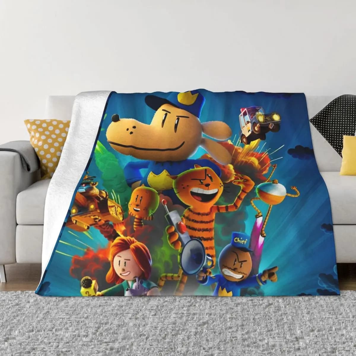 Dog Man Dogman Movie Comic Coperta in pile Animali dei cartoni animati Divertenti coperte da tiro per la casa Trapunta sottile in peluche 200x150 cm