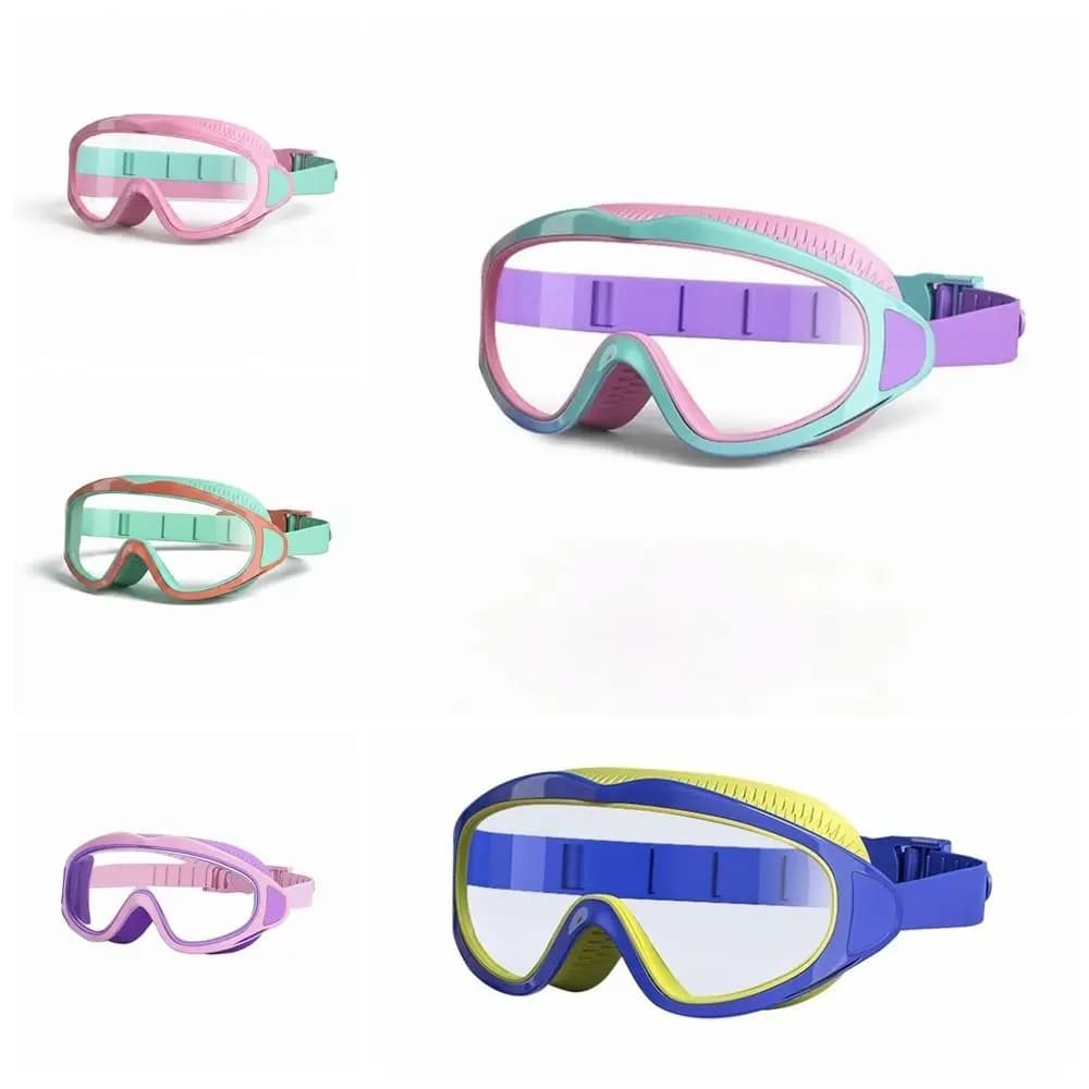 Anti-Fog Children Swimming Goggles Waterproof UV Resistant Diving Goggles Adjustable Large Frame Swim Glasses Diving Training