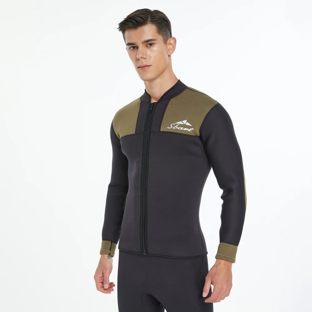 Giacca da muta foderata in pile da 3 mm Tuta da sub termica con cerniera frontale superiore in neoprene per uomo donna