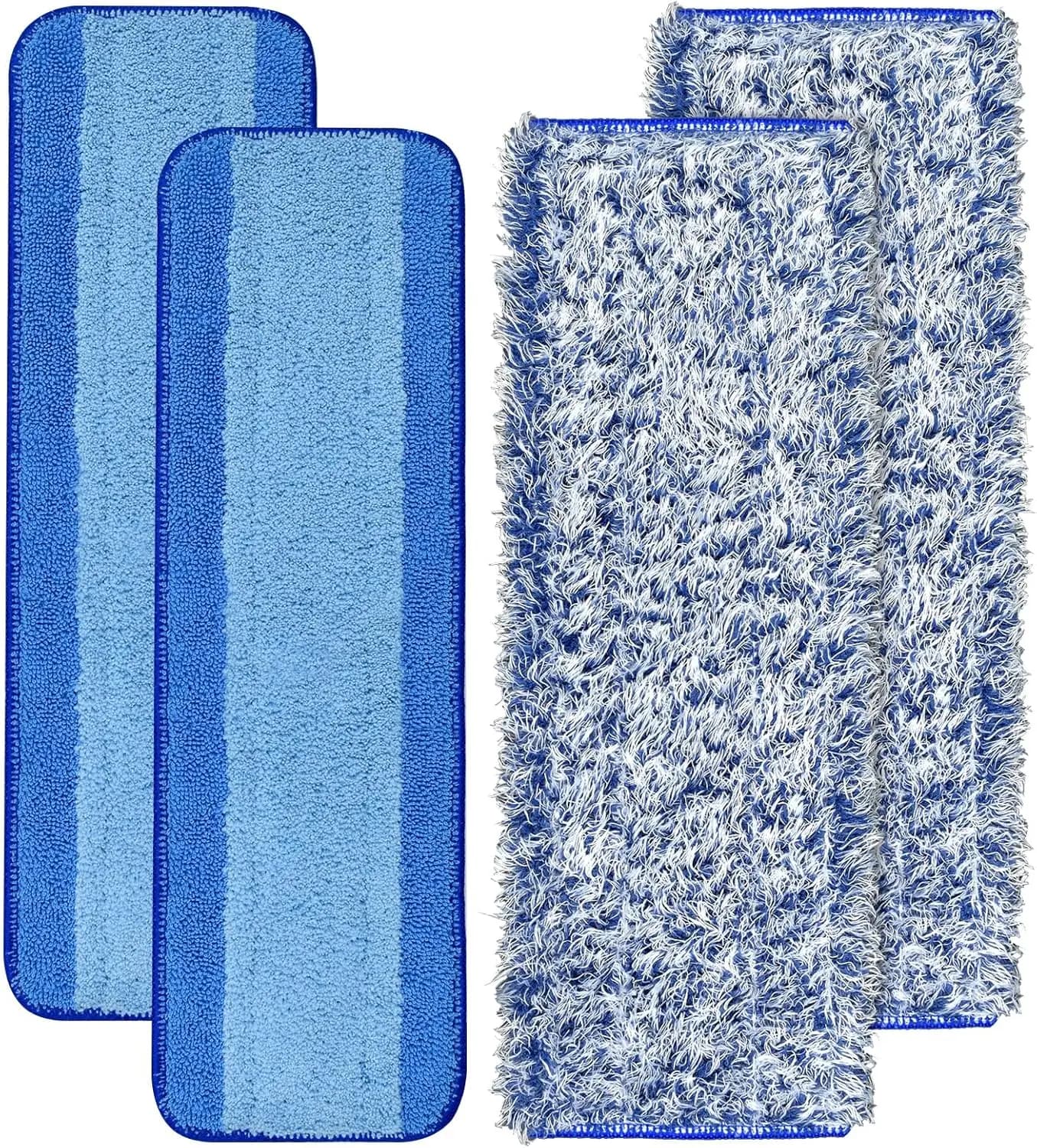 Confezione da 4 panni in microfibra per la pulizia del pavimento Bona Mop, adatti per pavimenti in legno e superfici dure, per la pulizia a secco e a umido - Include 2 panni in microfibra e 2 panni per spolverare - Panni in microfibra per mop da 18 pollici