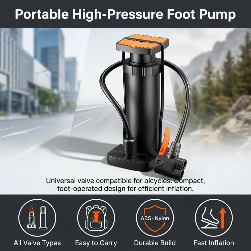 New High Pressure Foot Air Pump Portable Flexible Hose Bike Floor Pump Portable Tire Inflator Sports Balls