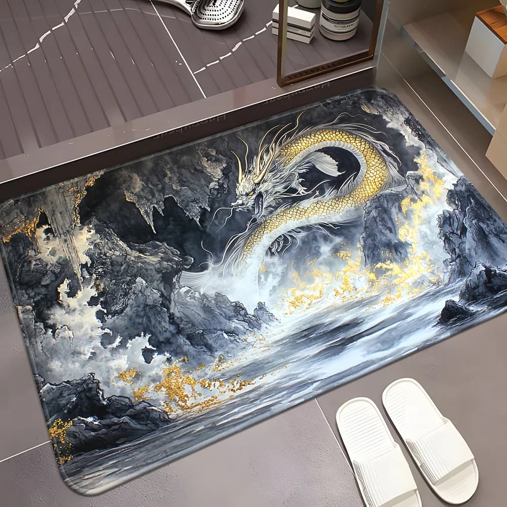 1pc drago cinese cascata arte zerbino mitico modello bestia tappetino antiscivolo per l'home office tappeto d'ingresso decorativo