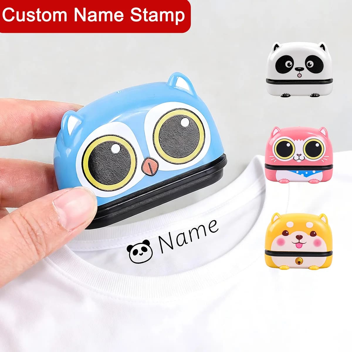 Timbro con nome personalizzato carino Sigillo con testo personalizzato Etichetta per abbigliamento autoinchiostrante impermeabile per bambini Timbro personalizzato riutilizzabile per la scuola materna