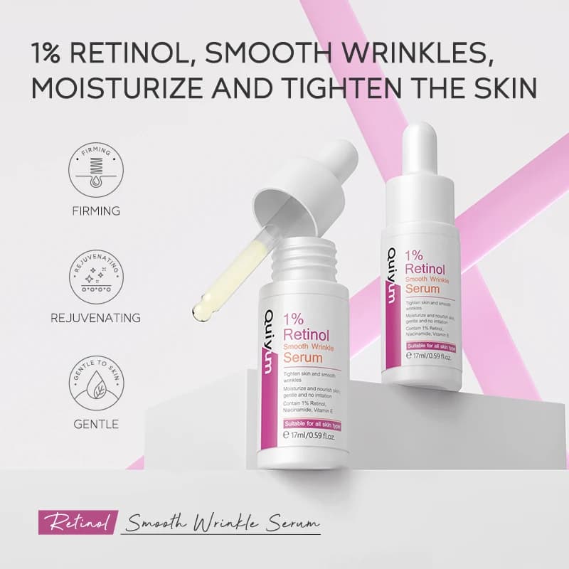 Quiyum 1% Retinol Smooth Wrinkle Serum 17ml Tighten Skin Moisturizing Nourishing with Retinol, Niacinamide & Vitamin E