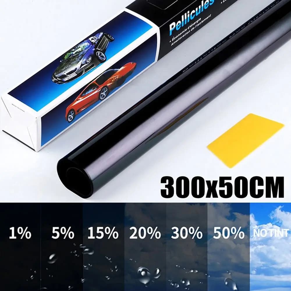1 rotolo 50x3m protezione UV solare pellicola tinta per finestre blocco UV di calore parasole per auto fogli VLT 1%-50% adesivo in vetro nero parabrezza