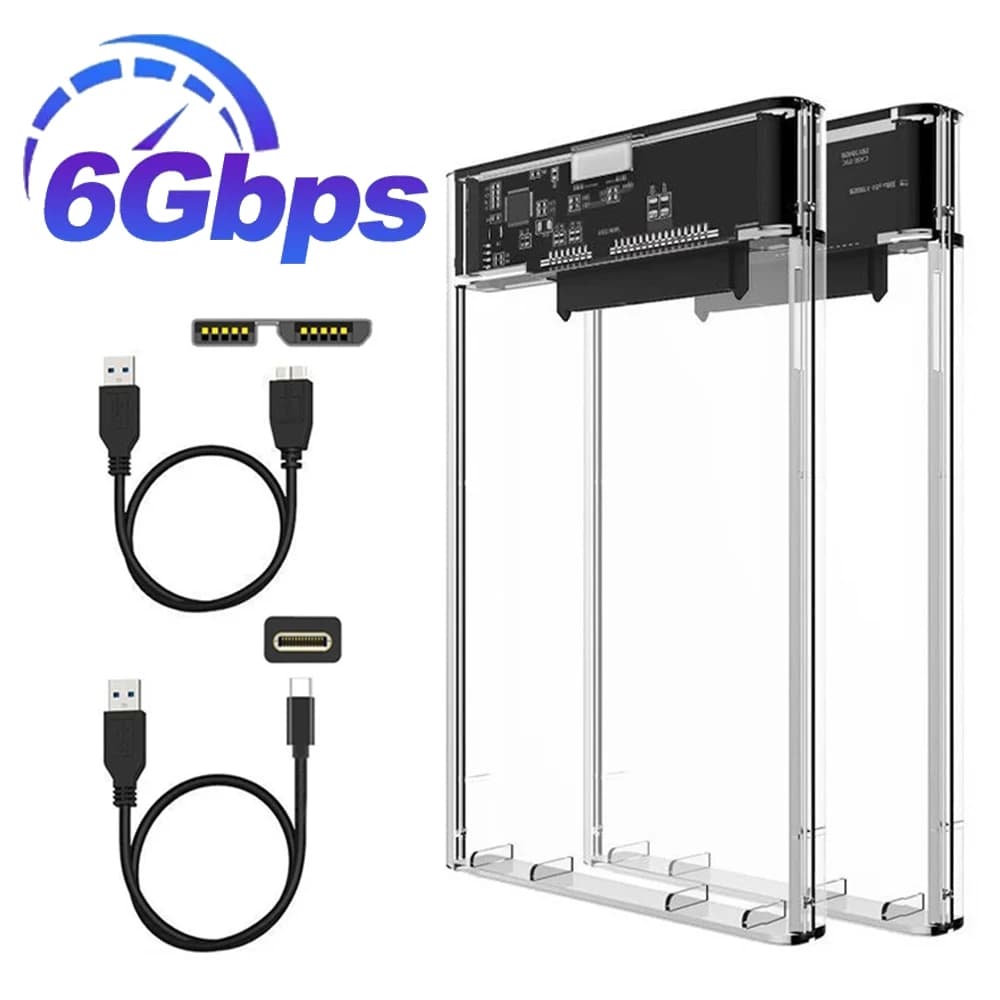 Custodia per HDD da 2,5 pollici Custodia per HDD SATA da USB 3.0/Tipo C a SATA Custodia per HDD SATA esterna da 6 Gbps Max USB-C per PC UASP Laptop