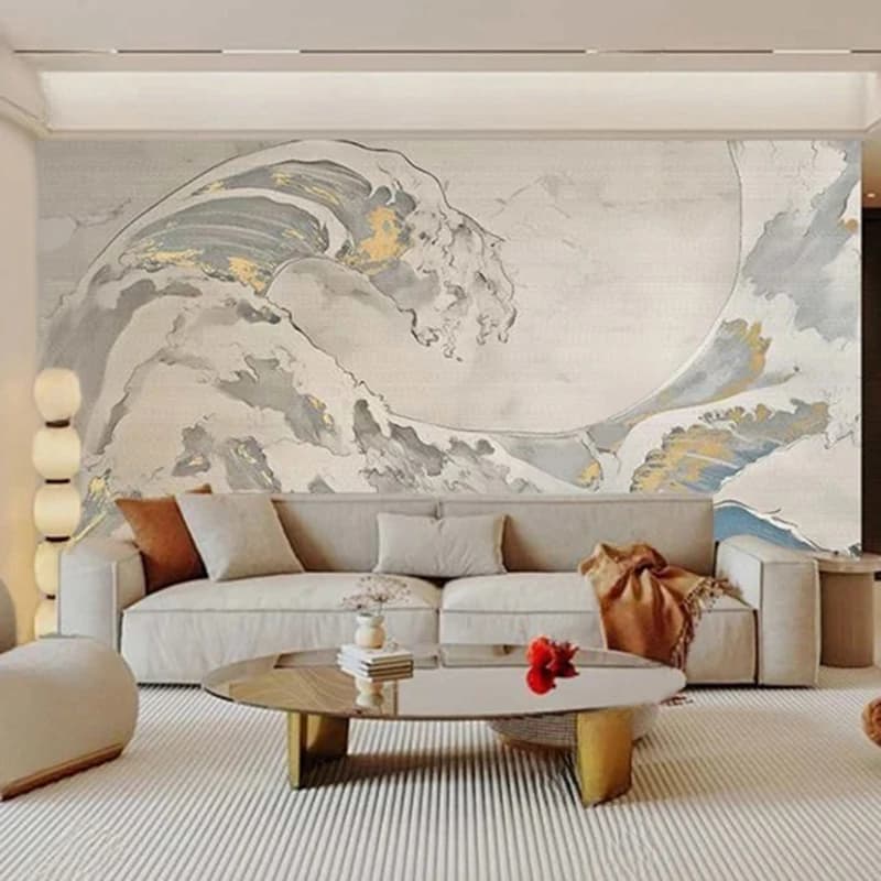 New Chinese Style Custom Photo Mural Abstract Oil Painting Hand-painted Waves Home Decor Painting Wallpaper TV Sofa Background