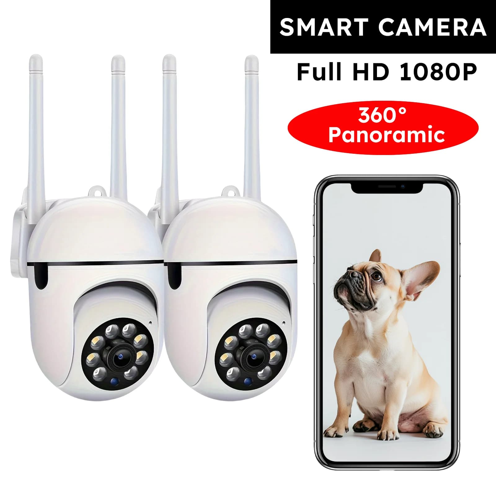 2 pezzi Ease Life App 1080P WiFi Lampadina Telecamera di sorveglianza Visione notturna a colori Monitoraggio del movimento Telecamera per monitor di sicurezza esterna Y108