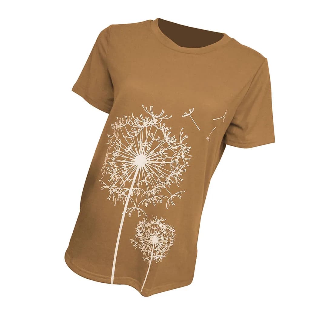 Camicie da donna girocollo manica corta Dandelion ple Style T-shirt traspiranti Abbigliamento Accessorio moda Khaki S