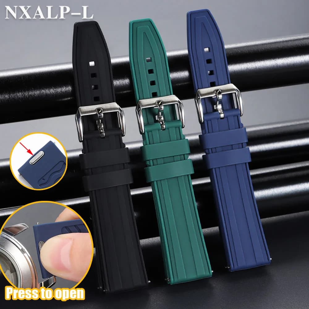 Cinturino per orologio in gomma fluorurata Premium FKM 20mm 22mm per Rolex per cinturino Omega per Seiko per Oris Bracciale sportivo da donna per uomo