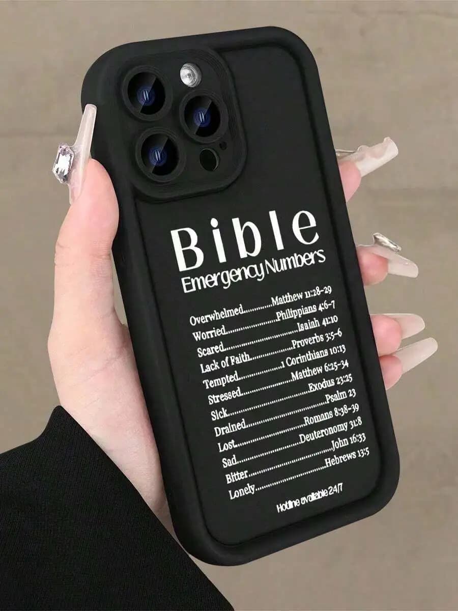 Bible Emergency Numbers Christian Phone Case For iPhone 16 Pro Max 15 Pro 14 Pro 13 Pro TPU Shockproof Cover