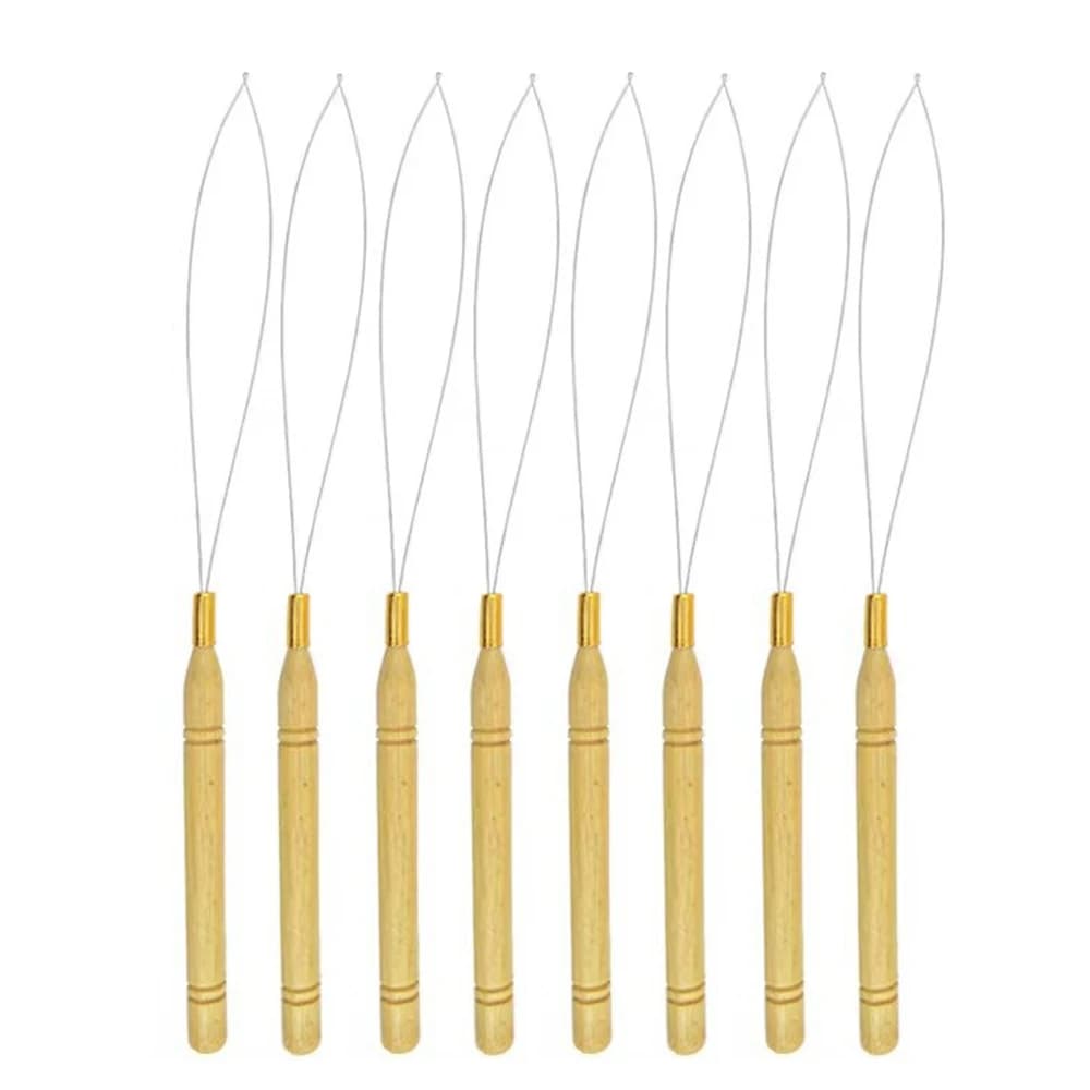 Micro anelli estensioni dei capelli collegamenti ad anello perline infila ago filo tirando gancio strumento utilizzato per capelli estensione piuma capelli umani
