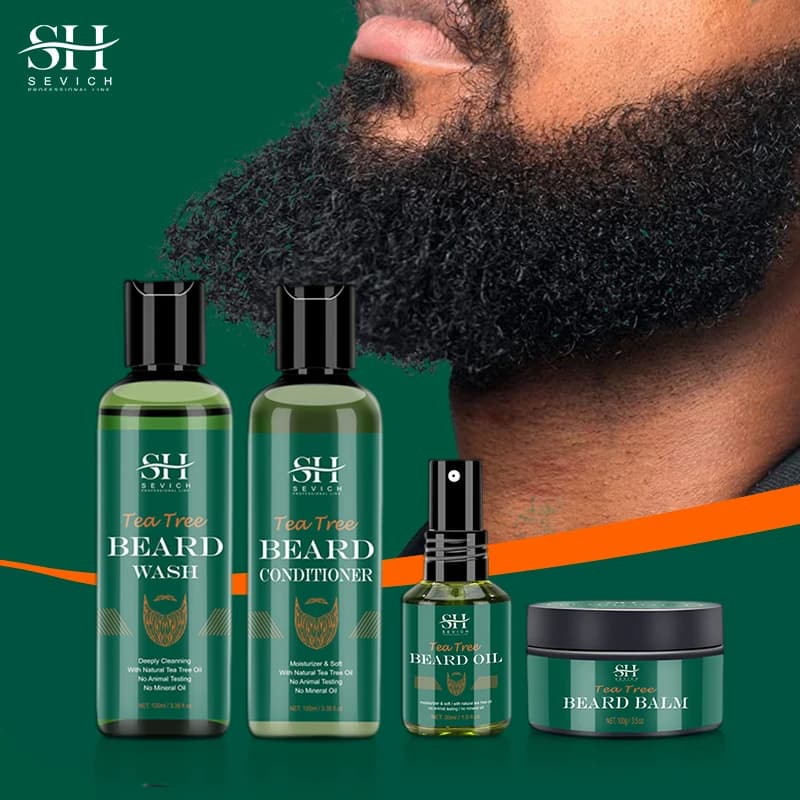 Sevich Tea Tree Barba Care Series Veloce ed efficace Crescita della barba e pulizia delicata Pelle morbida Essenza per la cura della barba da uomo