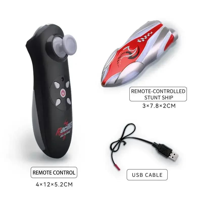 Mini Barca Telecomandata 2.4G per Acrobazie, con Luci e Rotazione Subacquea, Barca Veloce per Giochi in Piscina, Giocattolo per Bambini, Regalo per Ragazzi